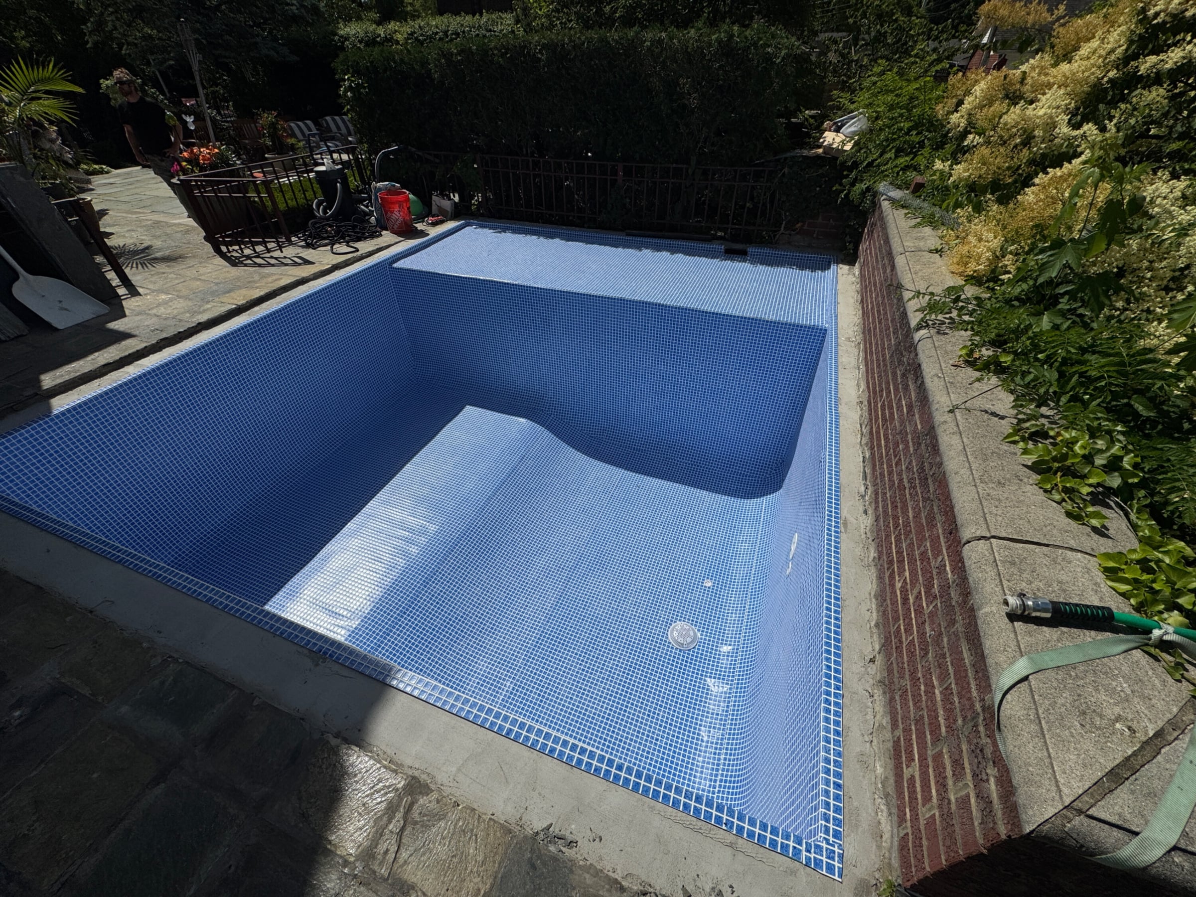 Completed residential reinforced PVC membrane pool