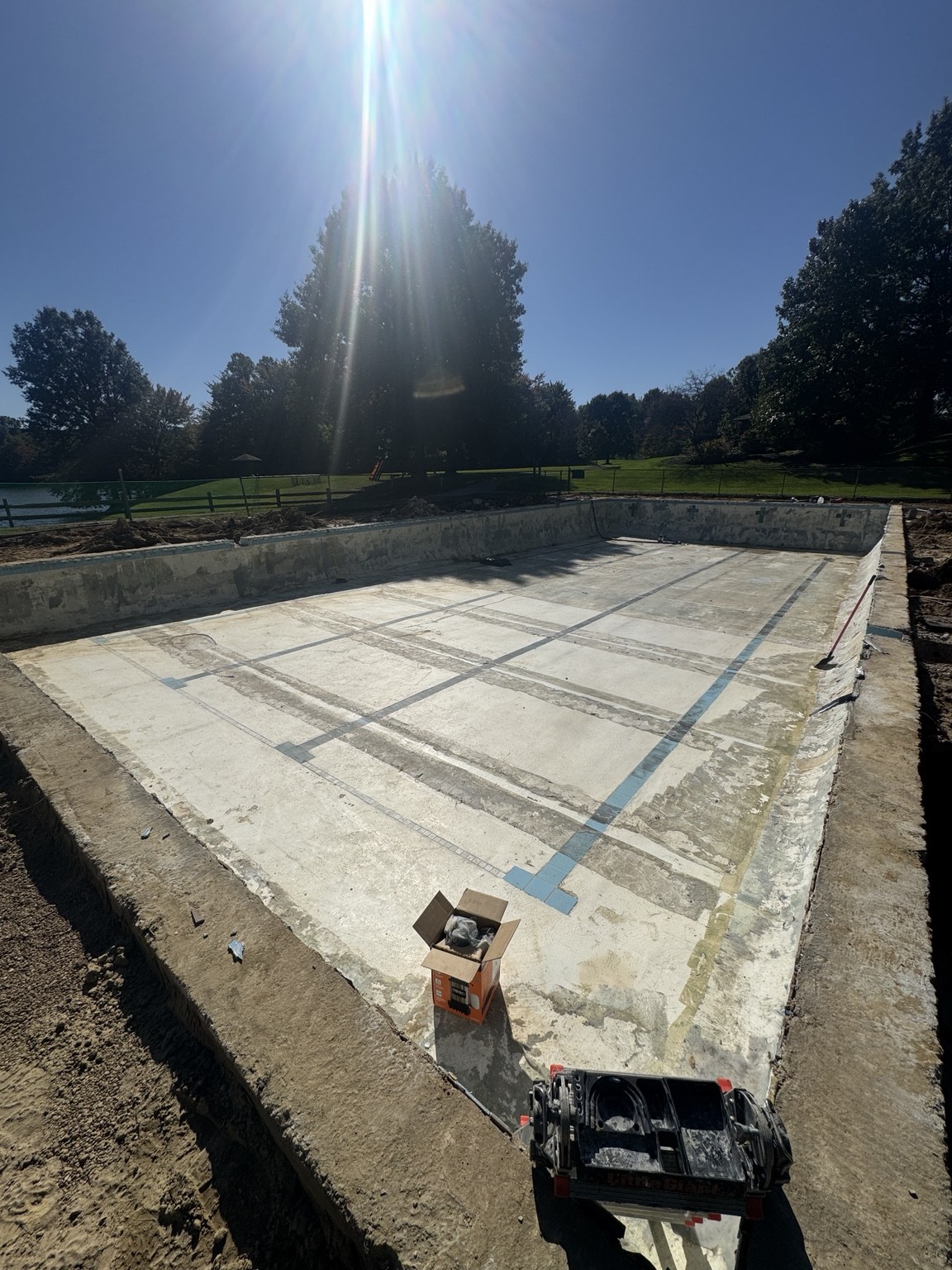 Lake in the Woods concrete pool floor exposed after membrane removal