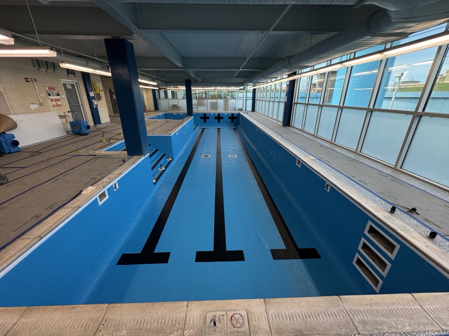 Completed rehabilitation hospital pool membrane installation