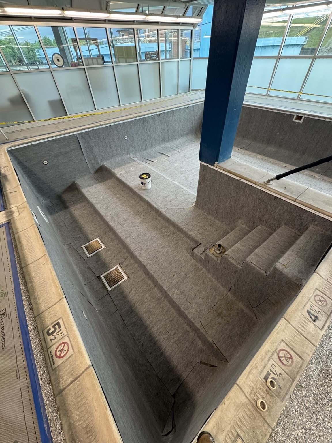 Geotextile protection detailed over the Siskin pool steps and walls