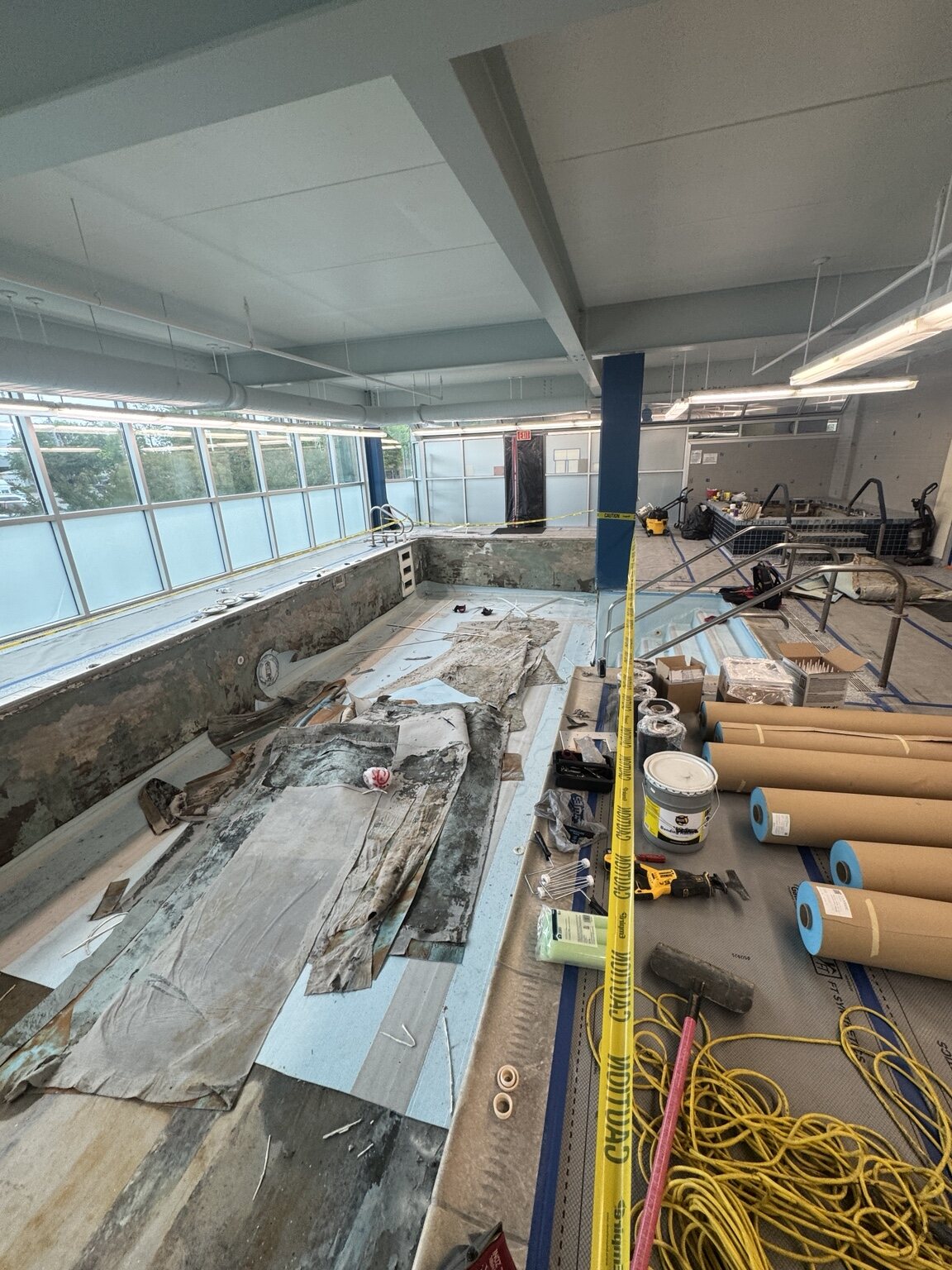 Membrane tear-out at Siskin Rehabilitation Hospital exposing the existing pool shell